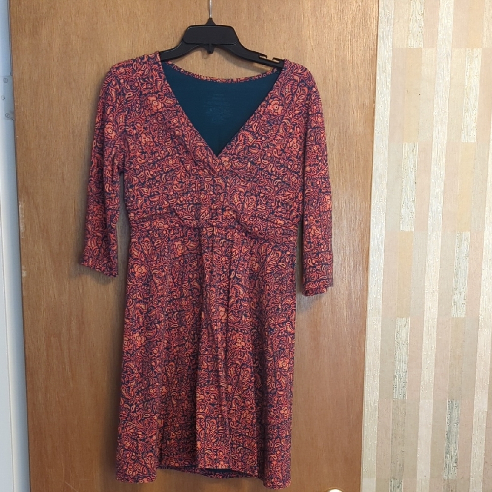 Patagonia Red and Blue Paisley Long Sleeve Dress